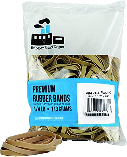 Rubber Bands, Rubber Band Depot, Size #64, Approximately 80 Rubber Bands Per Bag, Rubber Band Measurements: 3-1/2 x 1/4'' - 1/4 Pound Bag