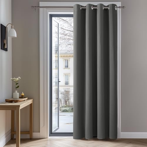 Deconovo Eyelet Curtain 108 Inch Drop Blackout Curtain Thermal Insulated Window Treatment for Living Room 52x 108 Light Grey 1 Panel