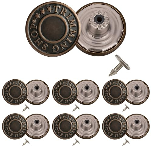 Trimming Shop Jeans Buttons 17mm Copper 10 Pcs Brass Fastener Aluminium | Built To Be Sturdy And Long Lasting For Everyday Wear Features A Reliable Back Pin Fitting For Extra Durability