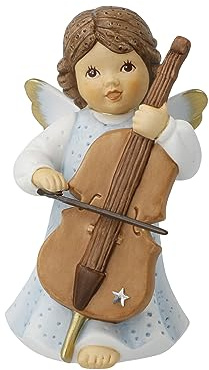 Goebel X-Mas Engels-Figur mit Cello aus Steingut mit Swarovski-Stern Mehrfarbig, Maße: 6cm x 6cm x 10,5cm, 11-750-71-1