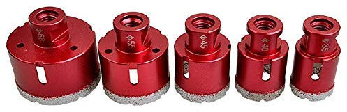 hzexun Foret Diamant 5 pièces(35-68mm),Scie-cloche Lot d'accessoires de forets filetage M14 pour Verre,Céramique,Porcelaine,Marbre,Carrelage et Granite
