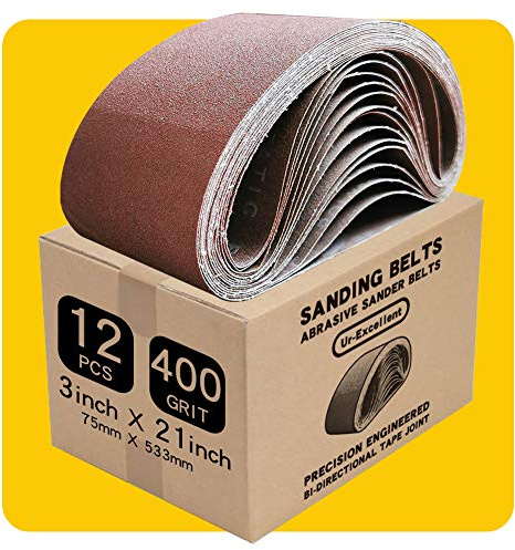 75 x 533 mm 400 Grit Sanding Belt | Premium Aluminum Oxide Sanding Belt | Premium Sander Sandpaper – 12 Pack