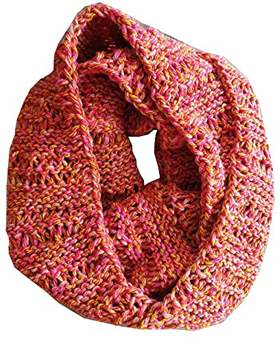 Wollschal Loop XXL ca. 160cm lang Schal handgestrickt rot/orangeSchlauchschal Loopschal Rundschal Schlauchtuch gestrickt