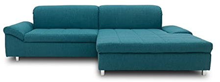 DOMO. collection Ecksofa Mika, Longchair rechts mit Schlaffunktion, türkis