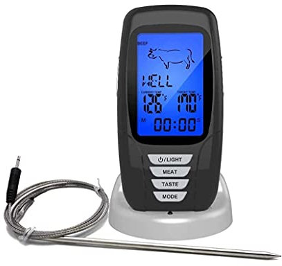 SMSOM Wireless BBQ Meat Thermometer for Grilling Smoker Oven Kitchen Remote Digital Cooking Food Grill Thermometer with Probe, Smart LCD Backlit Screen