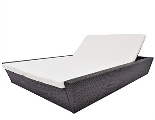 ZQQLVOO Sun Bed Day Bed,Sunbed with Cushion Convertible Sun Lounger Chaise Lounge Garden Patio Balcony Outdoor Chair Furniture Seating Brown Poly Rattan