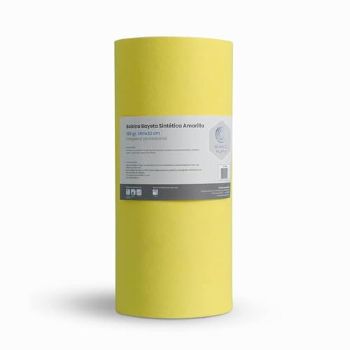 BLANCO PLATA - Rollo Bayeta Precortada Multiusos Color Amarillo.Resistente y Absorbente- 32cm Ancho 14 m Largo 180GR