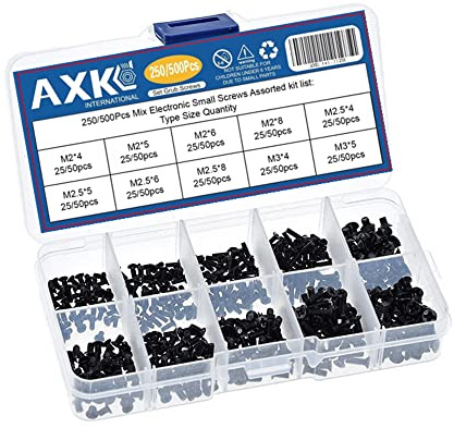 AXK GB819 M2 M2.5 M3 KM Screw Flat Head Phillips Screws Laptop Notebook Screws Set Kit for Computer Small Screw 250Pcs/500Pcs (250)