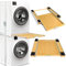 Kiss Core Cadre de raccordement pour machine à laver/sèche-linge avec extension comme étagère et plateau en bambou, cadre intermédiaire pour machine à laver, sèche-linge avec corde à cliquet, 47-60 cm