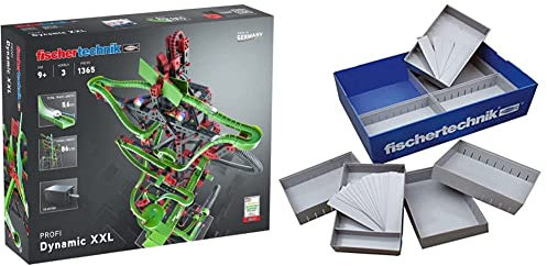 fischertechnik 544619 Kugelbahn Dynamic XXL – Lernspielzeug mit Motor, Looping und Rainbow-LEDs & Fischertechnik GmbH 30383 fischertechnik Plus Box 1000, Ergänzungsset, Sortierbox-30383