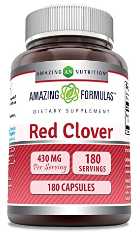 Amazing Formulas Red Clover 430 Mg Supplement | Capsules | Non-GMO | Gluten-Free | Made in USA (1 Pack | 180 Count)