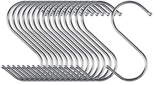 ZEACCT 16 Pièces, Forme S Crochets, Acier Inoxydable Crochets en Forme S, Inoxydable S Crochets, Crochets en S Acier Inoxydable, S Crochets, pour Cuisine Salle de Bain Chambre à Coucher Bureau Jardin