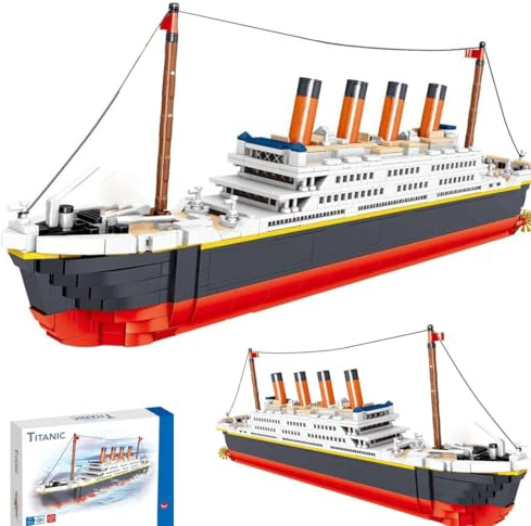 FULHOLPE Technik Titanic Bausteine Bausatz, 1288+ Klemmbausteine Kreuzfahrtschiff Modellbausatz, MOC Technik Cruise Liner Bauset Nicht Kompatibel mit Großen Marken