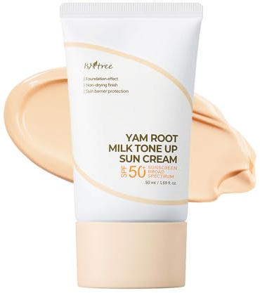 ISNtree Yam Root Milk Tone Up Sun Cream, SPF 50+, 1.69 fl oz (50 ml)