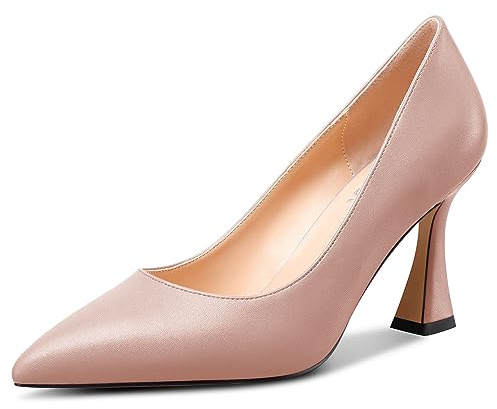 NobleOnly Femmes Mi Talon Heel Slip-on Fermé Pointu Bout Classique Dress Escarpins Décontracté Bureau Été Chaussures 8.5 CM Heels