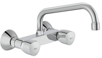 Roca A5A748EC00 Mezclador Bimando Pared Cocina/Lavadero, Coleccion Brava, Cromado