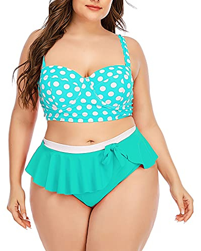 Femmes Deux PièCes Femmes Grande Taille Bikini Ensemble Maillot De Bain Imprimé à Pois Maillot De Bain éLéGant RéTro Swimwear De Plage