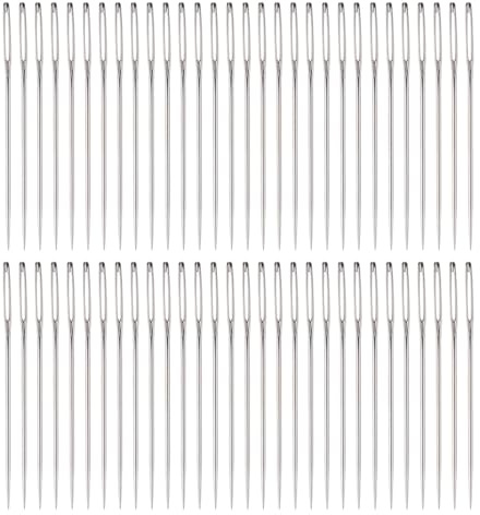 sourcing map 500pcs Large Eye Stitching Needles 1.57Inch Bulk Sewing Needles Stainless Steel Leather Needle Embroidery Needle Yarn Knitting Hand Sewing Needles