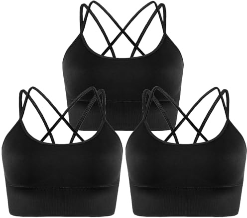 Memoryee Sport BH Damen Große Brüste Push Up Ohne Bügel Kreuz Rücken Rückenfrei Gepolstert Mittlere Unterstützung Crop Top für Yoga Tanz Laufen Radfahren