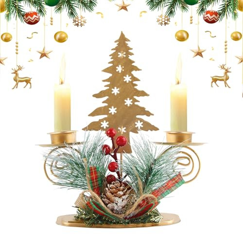 Silverchry Portacandele Natalizio, Candeliere Decorativo Albero di Natale di Alce, Centrotavola per Decorazione Camino e Tavola Della Festa (SD)