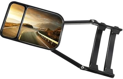 RéTroviseur Caravane Miroir De Remorquage À Pince, Miroir d'angle Mort Réglable À Double Vue pour Remorque De Camping-Car GTWS Rétroviseurs Remorquage