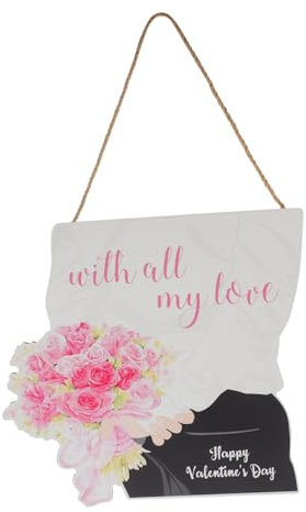 PRETYZOOM Valentinstag Personalisierte Zeichen Herz-Design Holz Hause Hängen Zeichen