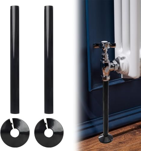 4PCS Black Radiator Pipe Covers Black Plastic of Black Pipe Covers Anthracite Radiator Pipe Covers Easy to Install and Remove 15mm Durable Radiator Pipe Hole Covers for Protecting Exposed Pipe Holes