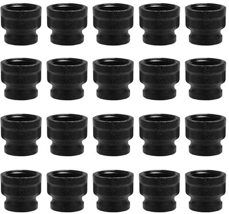 Home TZH Black 1/2*3/4 Internal Thread Reducing Coupling, Malleable Iron Pipe Fitting, 20 Pack for Steam-Punk Vintage Shelf Bracket, DIY Plumbing Pipe Decor, Furniture Plumbing(1/2*3/4, 20 Pack)