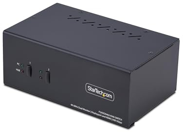 StarTech Switch KVM DisplayPort et HDMI 2 Ports 4K 60Hz, USB 3.0, Audio | Commutateur écran clavier souris, USB HID, Hub USB 5Gbps, Affichage mixte