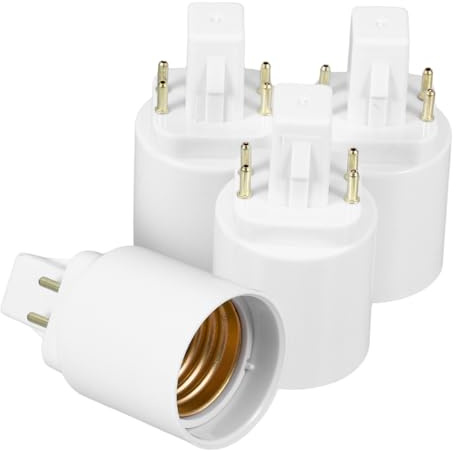 Cabilock 4Pcs G24Q to E27 Adapters, 4 Pin Lamp Holder Converter to Screw Base Light Bulb Socket Converter, Compatible with LED Bulbs, Heat Resistant PBT for Home Office Shop Lighting