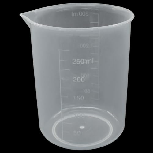 LifCratms 1 Piece Transparent Lab Measuring Cup, 250ml-300ml Plastic Graduated Beaker, for Science Experiment, Liquid Measuring