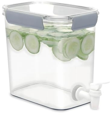 Wintem - Wasserspender 3,5 l mit auslaufsicherem Wasserhahn und Schnappdeckel, ideal für Kühlschrank, tägliche Verwendung und Picknick, einfach zu befüllen und zu reinigen, BPA-frei, vielseitiger und