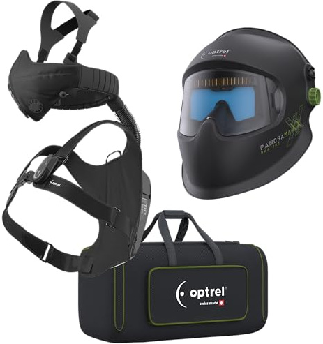 Optrel Panoramaxx Quattro Automatik-Schweißhelm mit Swiss Air Atemschutzsystem - Professioneller Schweißschutz mit Panorama-Sichtfeld und TH3-Filter für intensives Schweißen