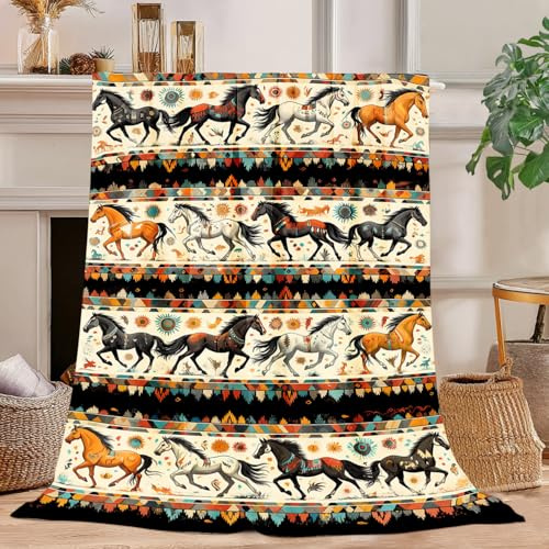 Horse Blanket Horse Fleece Throw Blanket Super Soft Fuzzy Plush Cozy Warm Horses Decor Stuffed Animal Bedding Blankets Gift for Boys, Girls, Men, Women - Kids & Adult 50x40