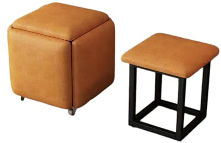 Generico Sgabello da divano 5 in 1, sgabelli combinati con ruote, sedia a cubo quadrata, salvaspazio, for camera da letto, soggiorno, sala da pranzo (35 x 35 cm)(Color 2,45x45cm)