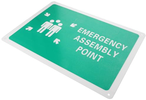 BELLIFFY Cartello Punto di Raccolta Emergenza in Alluminio Resistente e Facile da Installare per Esterni Segnale di Sicurezza per Industrie Scuole e Centri Commerciali
