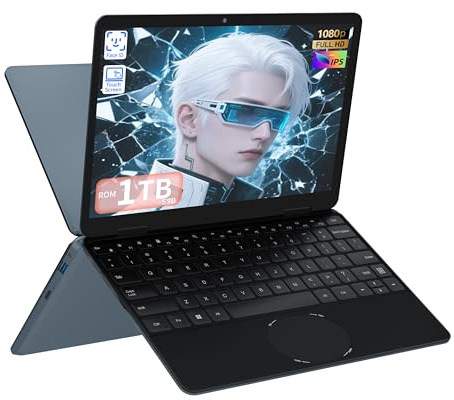 PC convertible 2 en 1 Touchscreen 11.6 FHD IPS, procesador N150 12ª Gen, 16GB RAM, 1T SSD rápido, rotación 360°, diseño ultraligero, funda teclado italiana y teclado retroiluminado (16+1T)