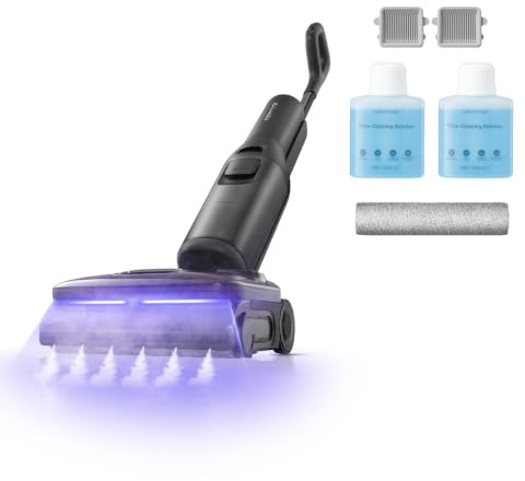 roborock F25 Steam Set Nettoyeur Vapeur sans Fil, Aspirateur Laveur | Aspiration 25kPa,Haute Température 95°C,Conçu pour S'allonger à 180°, Autonomie 80 Min pour Poils d'animaux et Sols Durs