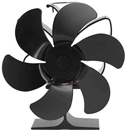 6 Blade Stove Fan Self Starting High Temperature Resistance and Energy Efficiency Heat Powered Fan for Home Black Diameter 152mm