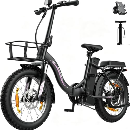 Runetic Vélo Électrique 20, 250W, 36V13Ah,100km, 25km/h, Pliable, Fatbike | Batterie 36V 13Ah, Autonomie jusqu'à 120km, Moteur 250W 25km/h, Pneus 20x3.0 Tout Terrain