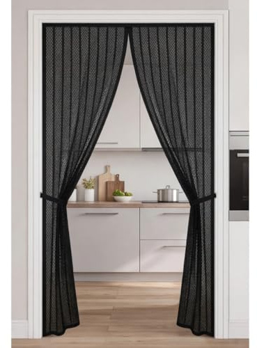 Moustiquaire Porte Fenetre Aimantée Magnetique 75 x 214 cm Maintient L'Air Frais à L'Intérieur Rideau Moustiquaire Magnétique Sans Perçage pour de Balcon, Chambre, Noir