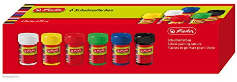 Herlitz 8643025 Schulmalfarben, 6 Farben a 25 ml