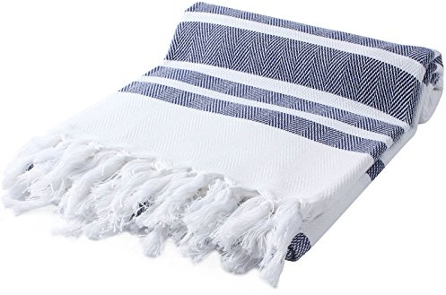 Cacala Toallas turcas Hammam – Diseño Tradicional Peshtemal para baños, Playa, Sauna, ultrasuaves, de Secado rápido, absorbentes, Pulgadas, 100% algodón, Oscuro, Azul Marino, 37 x 70-Inch