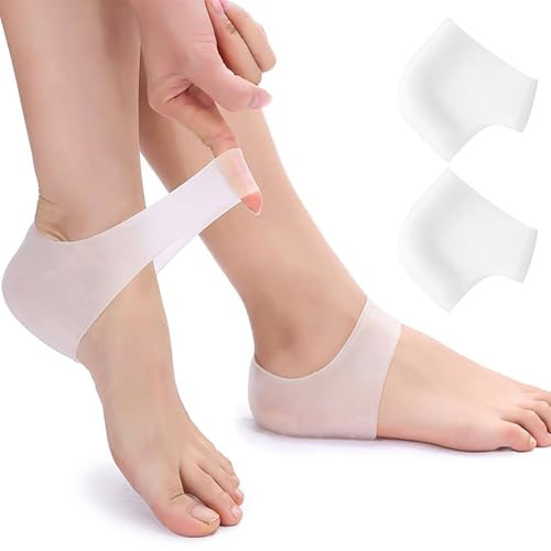 Pinkiou Talloniere in silicone, Cuscinetti per Tallone Talloniera da indossare per donna e uomo protezione idratante tallone protettiva Bianco (1 paia)