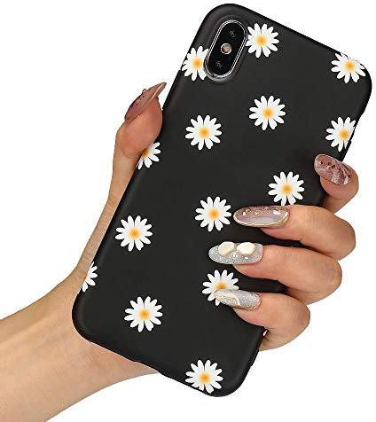 LLZ.COQUE Handyhülle Kompatibel mit iPhone X/Xs Hülle Gänseblümchen Schutzhülle TPU Hülle Slim Case Cover Mond matt Handyhülle für iPhone X/Xs Case Gänseblümchen