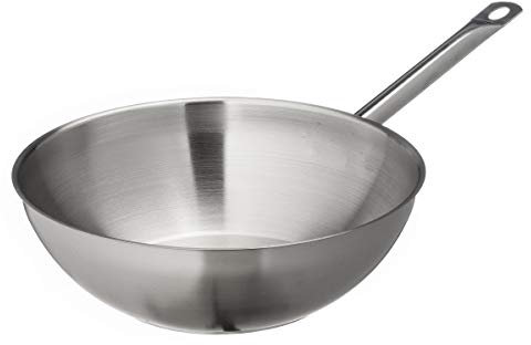 METRO Professional Wok non rivestito, Ø 30 cm, acciaio inox, utilizzabile in forno fino a max. 240°C, compatibile con induzione