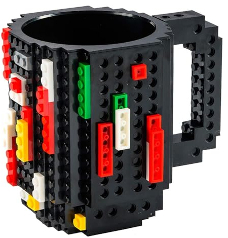 GOODS+GADGETS Taza de café Build on Brick Mug - Taza de café Building Blocks Mug 350ml (Negro)