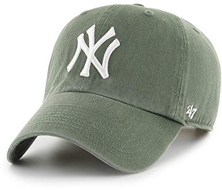 '47 MLB New York Yankees Clean Up Unisex-Baseballkappe, Verstellbar, Hochwertiges Design, White Logo, Moss Green
