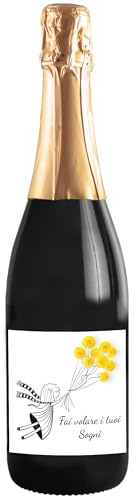 Bottiglia di Prosecco personalizzata per lei - Idea regalo esclusiva e originale per la festa della mamma, festa della donna, nuova nascita, compleanno e Natale per donna (Balloon flowers, 0,75L)