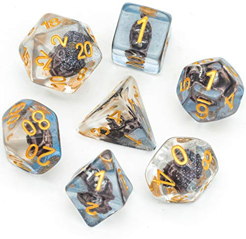 cusdie Polyhedral DND tärningsset harts tärningsfylld tärning för fängelsehålor och drakar rollspel (RPG), bordsspel, brädspel (segelbåt)